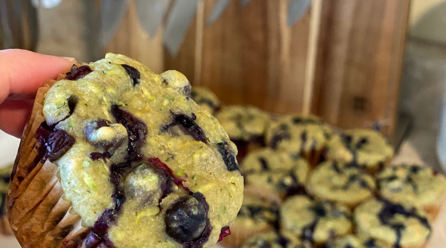 Zucchini Blueberry Honey Muffins