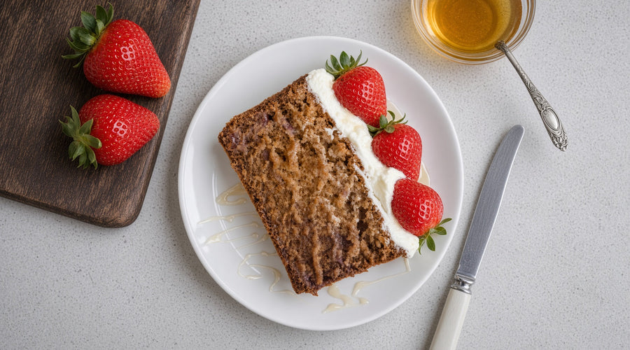 Honey Cake with Strawberries and Whipped Yoghurt