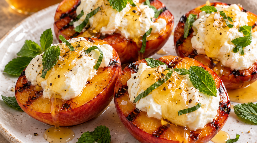 Grilled Nectarines with Burrata and Honey (serving size - 8 people)
