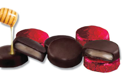 5lb SECONDS - Wrapped Dark Chocolate Raspberry <br><b><i>Honey Patties</b></i>™ - 5lb Box (Copy)
