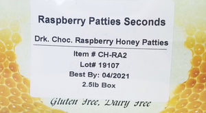 SECONDS - Dark Chocolate Raspberry Honey Patties - 2.5lb Box